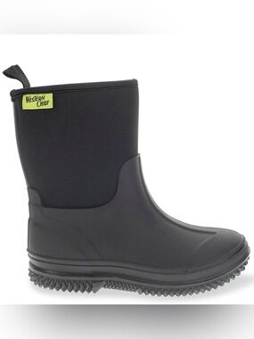 Western Chief Kids Black Pull-On Rain Boots with Neon Logo Size 8